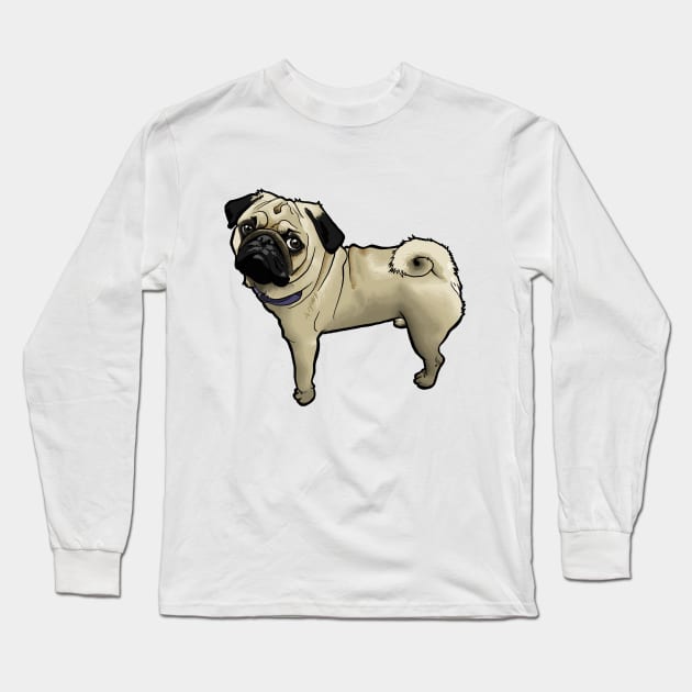 Standing Pug Long Sleeve T-Shirt by binarygod